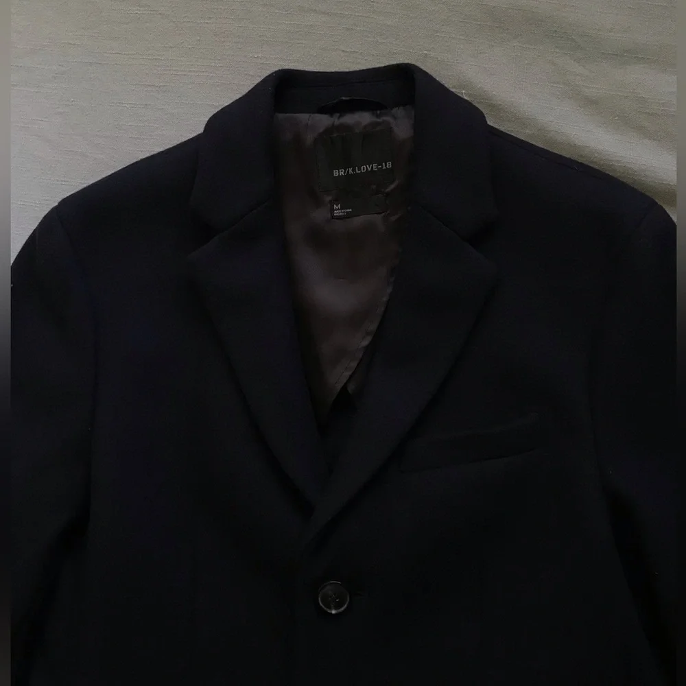 Banana Republic X Kevin Love Navy Slim-fit Italian Wool Topcoat - Picture 2 of 6